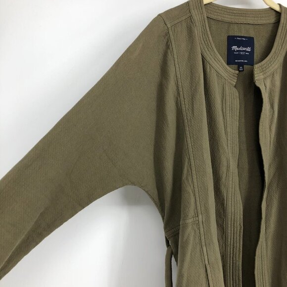 Madewell Olive Green Stitch  Edge Duster Utility Jacket Cardigan tie waist XS - Picture 8 of 16